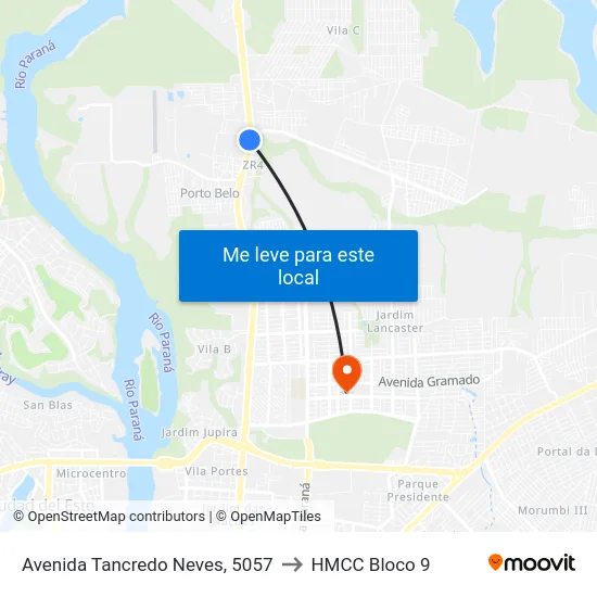 Avenida Tancredo Neves, 5057 to HMCC Bloco 9 map