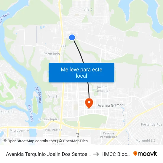 Avenida Tarquínio Joslin Dos Santos 3522 to HMCC Bloco 9 map
