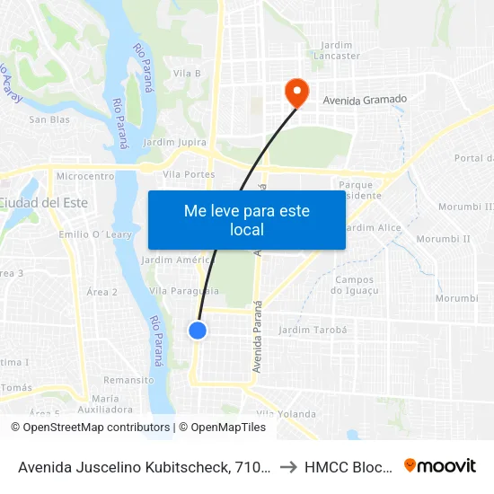 Avenida Juscelino Kubitscheck, 710-720 to HMCC Bloco 9 map