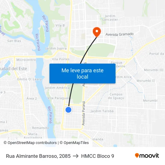 Rua Almirante Barroso, 2085 to HMCC Bloco 9 map