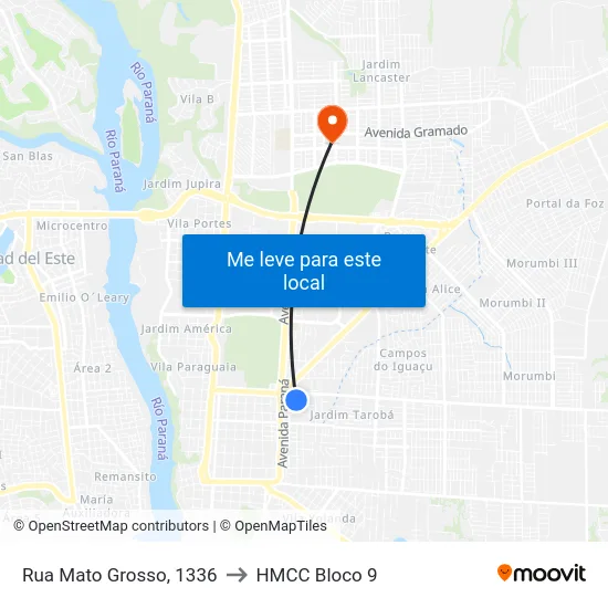 Rua Mato Grosso, 1336 to HMCC Bloco 9 map