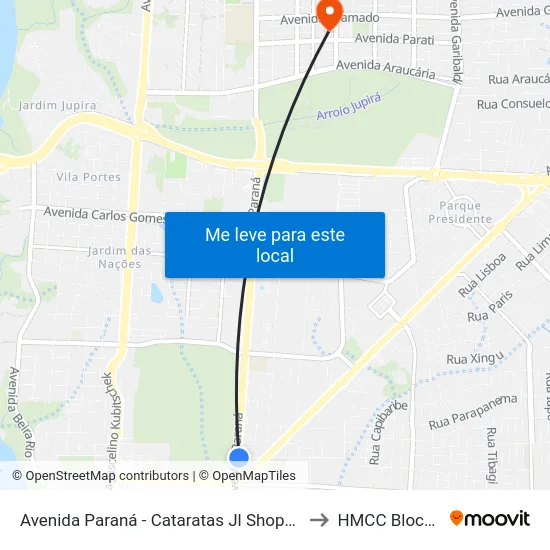 Avenida Paraná - Cataratas Jl Shopping to HMCC Bloco 9 map