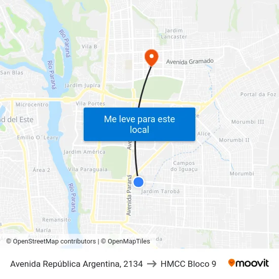 Avenida República Argentina, 2134 to HMCC Bloco 9 map
