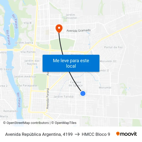 Avenida República Argentina, 4199 to HMCC Bloco 9 map