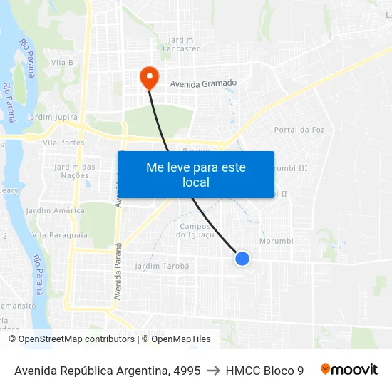 Avenida República Argentina, 4995 to HMCC Bloco 9 map