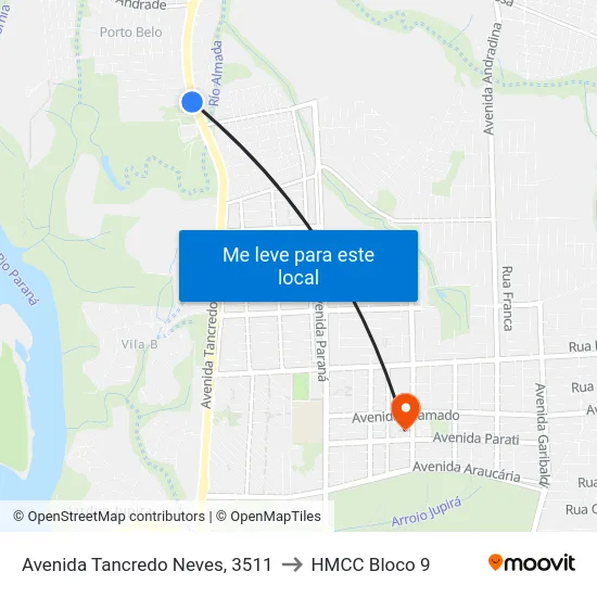 Avenida Tancredo Neves, 3511 to HMCC Bloco 9 map