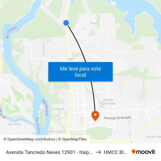 Avenida Tancredo Neves 12901 - Itaipu Binacional to HMCC Bloco 9 map