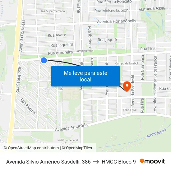 Avenida Silvio Américo Sasdelli, 386 to HMCC Bloco 9 map