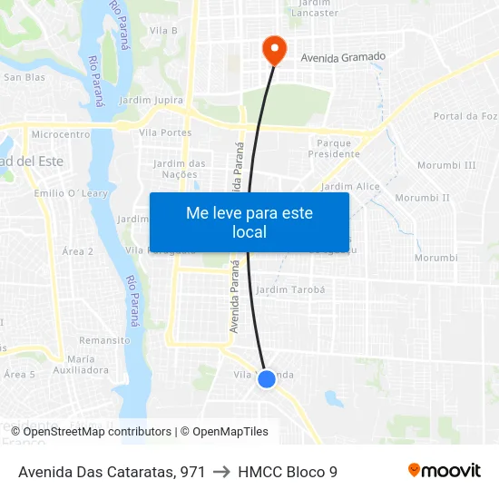 Avenida Das Cataratas, 971 to HMCC Bloco 9 map