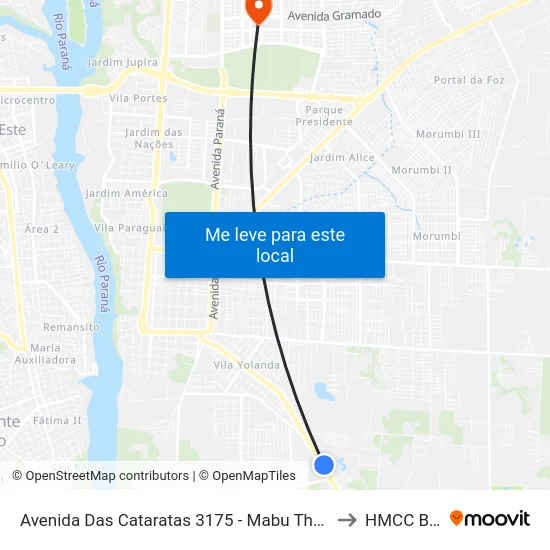 Avenida Das Cataratas 3175 - Mabu Thermas Grand Resort to HMCC Bloco 9 map