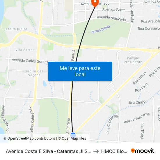 Avenida Costa E Silva - Cataratas Jl Shopping to HMCC Bloco 9 map