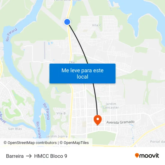 Barreira to HMCC Bloco 9 map