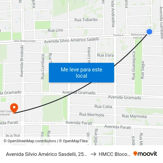 Avenida Silvio Américo Sasdelli, 2573 to HMCC Bloco 9 map