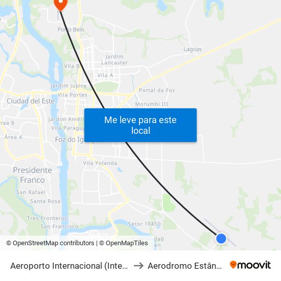 Aeroporto Internacional (International Airport) to Aerodromo Estância Hercules map