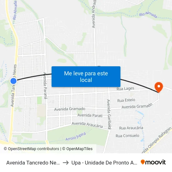 Avenida Tancredo Neves, 1774 to Upa - Unidade De Pronto Atendimento map