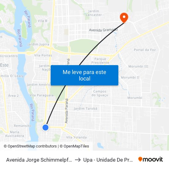 Avenida Jorge Schimmelpfeng 50 - Igreja Matriz to Upa - Unidade De Pronto Atendimento map