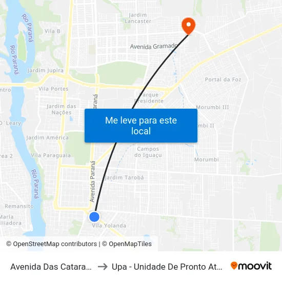 Avenida Das Cataratas, 322 to Upa - Unidade De Pronto Atendimento map