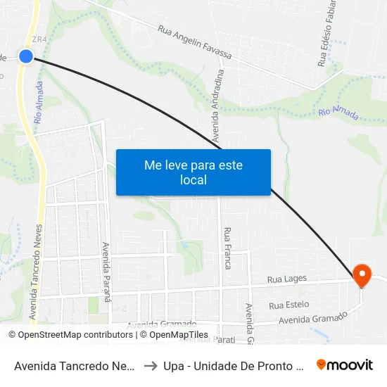 Avenida Tancredo Neves, 14834 to Upa - Unidade De Pronto Atendimento map