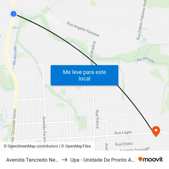 Avenida Tancredo Neves, 5057 to Upa - Unidade De Pronto Atendimento map