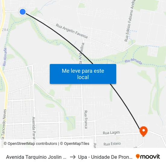 Avenida Tarquínio Joslin Dos Santos 3522 to Upa - Unidade De Pronto Atendimento map