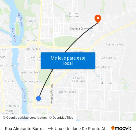 Rua Almirante Barroso, 1550 to Upa - Unidade De Pronto Atendimento map