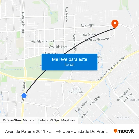 Avenida Paraná 2011 - Polícia Federal to Upa - Unidade De Pronto Atendimento map