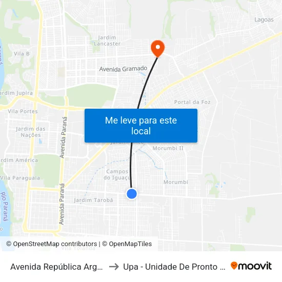 Avenida República Argentina, 4199 to Upa - Unidade De Pronto Atendimento map