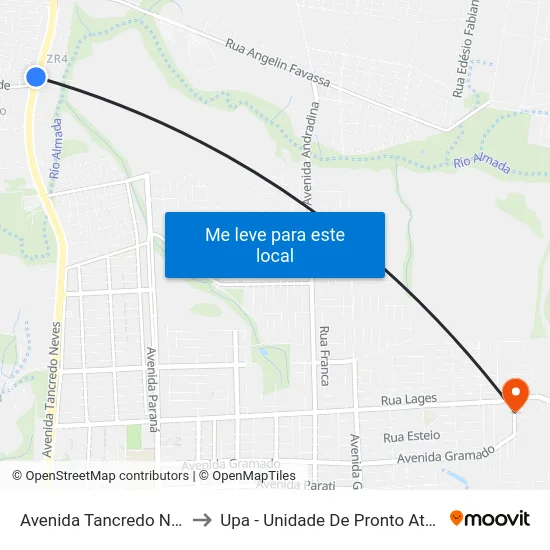Avenida Tancredo Neves, 62 to Upa - Unidade De Pronto Atendimento map