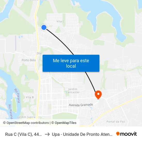 Rua C (Vila C), 442-512 to Upa - Unidade De Pronto Atendimento map