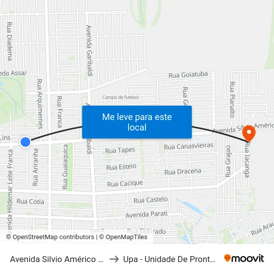 Avenida Silvio Américo Sasdelli, 2133 to Upa - Unidade De Pronto Atendimento map