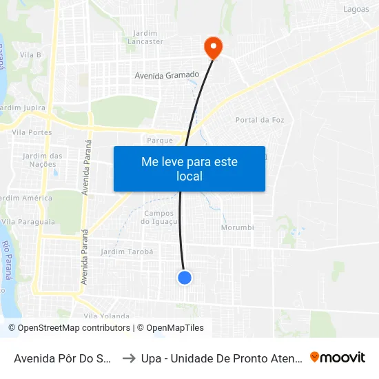 Avenida Pôr Do Sol, 576 to Upa - Unidade De Pronto Atendimento map