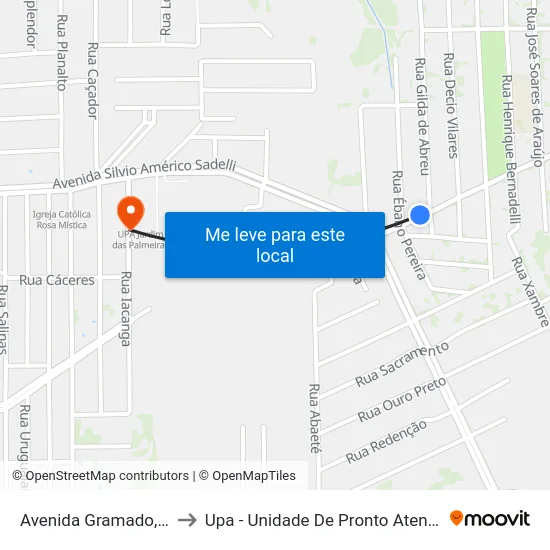 Avenida Gramado, 3191 to Upa - Unidade De Pronto Atendimento map