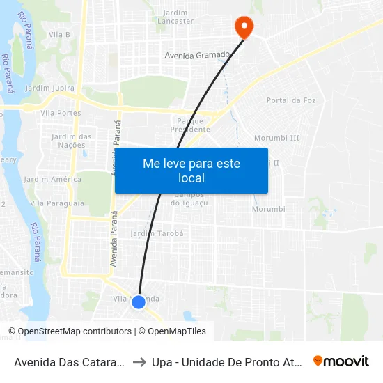 Avenida Das Cataratas, 971 to Upa - Unidade De Pronto Atendimento map