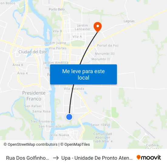 Rua Dos Golfinhos, 299 to Upa - Unidade De Pronto Atendimento map