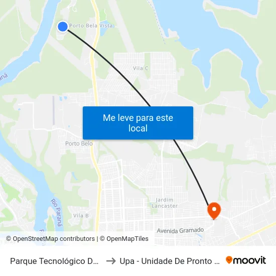 Parque Tecnológico De Itaipu (Pti) to Upa - Unidade De Pronto Atendimento map