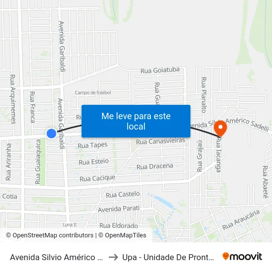 Avenida Silvio Américo Sasdelli, 2573 to Upa - Unidade De Pronto Atendimento map