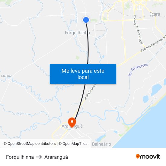 Forquilhinha to Araranguá map