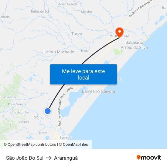 São João Do Sul to Araranguá map