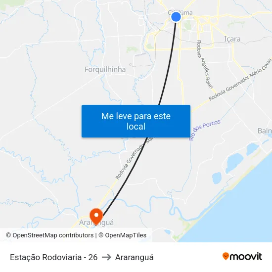 Estação Rodoviaria - 26 to Araranguá map