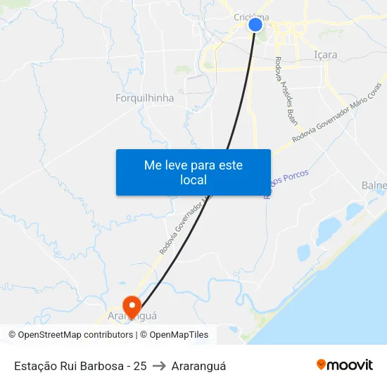 Estação Rui Barbosa - 25 to Araranguá map