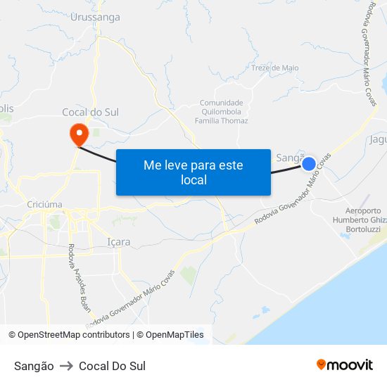 Sangão to Cocal Do Sul map