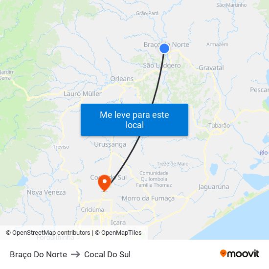 Braço Do Norte to Cocal Do Sul map