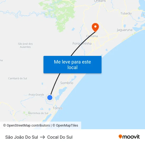 São João Do Sul to Cocal Do Sul map