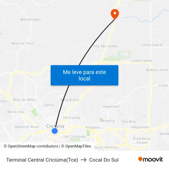 Terminal Central Criciúma(Tce) to Cocal Do Sul map