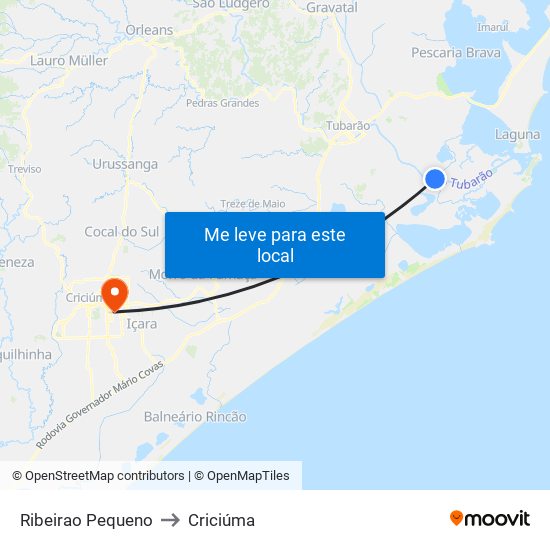 Ribeirao Pequeno to Criciúma map