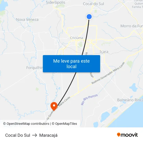 Cocal Do Sul to Maracajá map