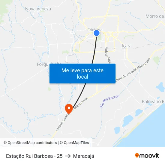 Estação Rui Barbosa - 25 to Maracajá map