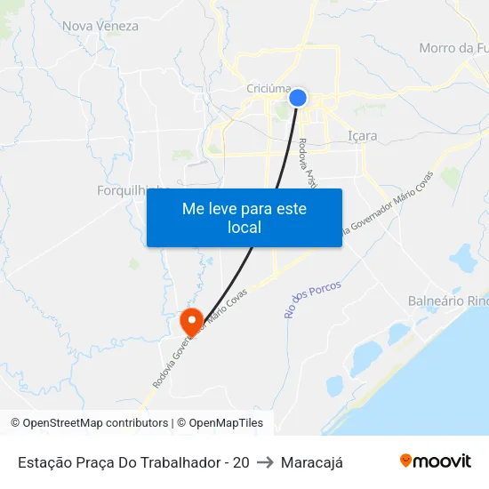 Estação Praça Do Trabalhador - 20 to Maracajá map