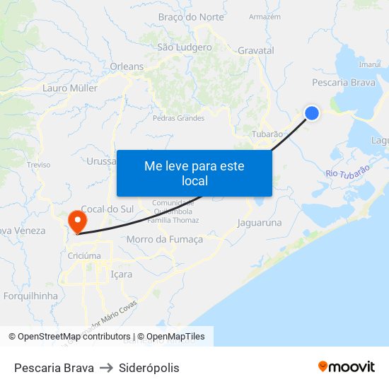 Pescaria Brava to Siderópolis map