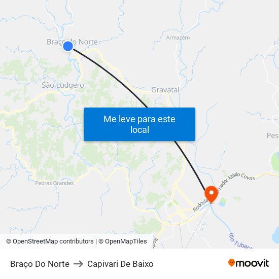 Braço Do Norte to Capivari De Baixo map